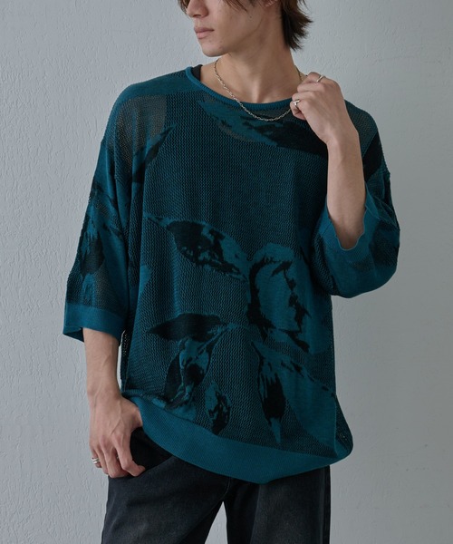 COLONY 2139（コロニートゥーワンスリーナイン）の「透かし編み柄ニットプルオーバー（ニット/セーター・メンズ・ブルー/ブラック・MEDIUM/LARGE）」の7枚目の写真