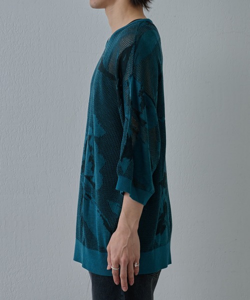 COLONY 2139（コロニートゥーワンスリーナイン）の「透かし編み柄ニットプルオーバー（ニット/セーター・メンズ・ブルー/ブラック・MEDIUM/LARGE）」の20枚目の写真