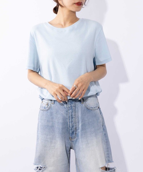 SETUP7（セットアップセブン）の「【SETUP7】heart point basic T-shirt 　ハートポイントベーシックTシャツ（Tシャツ/カットソー・レディース・ブラック/オフホワイト/レッド/サックスブルー・FREE）」の8枚目の写真