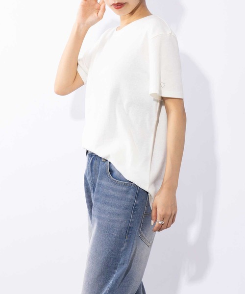 SETUP7（セットアップセブン）の「【SETUP7】heart point basic T-shirt 　ハートポイントベーシックTシャツ（Tシャツ/カットソー・レディース・ブラック/オフホワイト/レッド/サックスブルー・FREE）」の19枚目の写真
