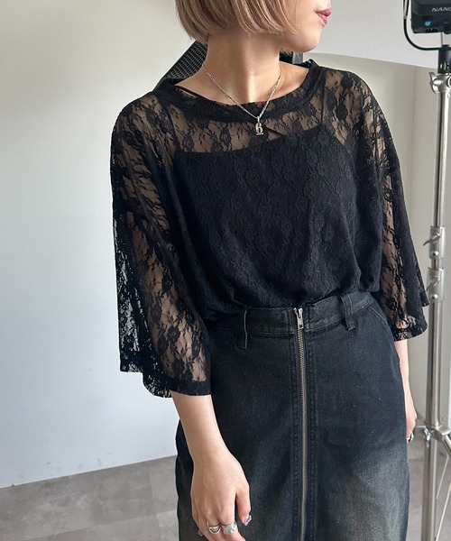apres jour mignon(アプレジュールミニョン)の「レースBIGT【ZOZOTOWN限定アイテム】(Tシャツ/カットソー・レディース・レッド/ブラック/オフホワイト・X-LARGE/フリー)」の7枚目の写真