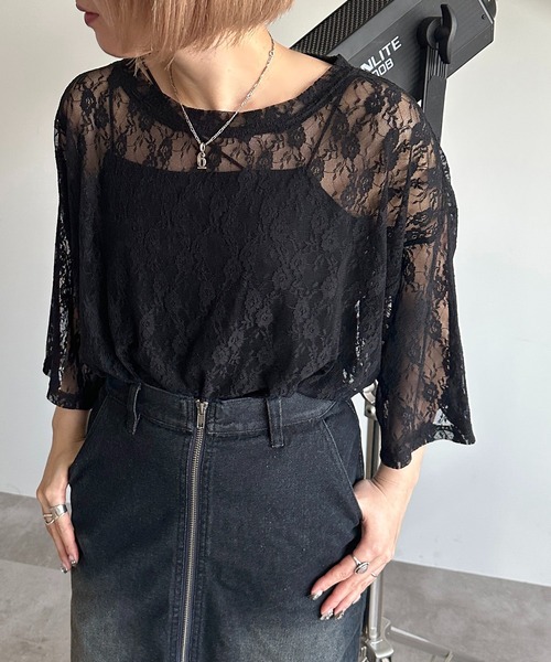 apres jour mignon(アプレジュールミニョン)の「レースBIGT【ZOZOTOWN限定アイテム】(Tシャツ/カットソー・レディース・レッド/ブラック/オフホワイト・X-LARGE/フリー)」の8枚目の写真