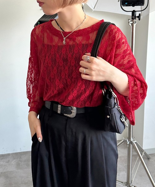apres jour mignon(アプレジュールミニョン)の「レースBIGT【ZOZOTOWN限定アイテム】(Tシャツ/カットソー・レディース・レッド/ブラック/オフホワイト・X-LARGE/フリー)」の12枚目の写真