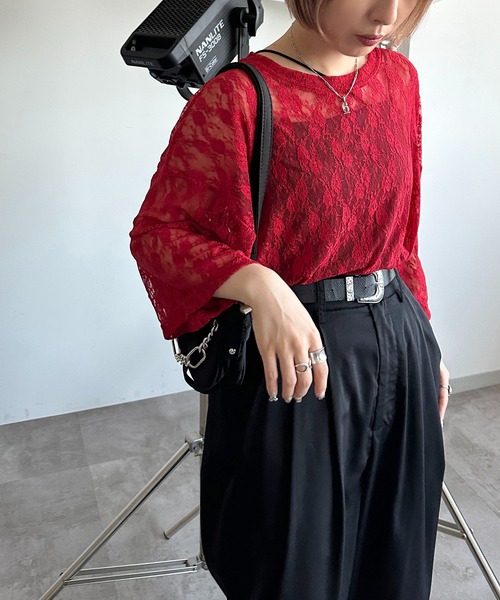apres jour mignon(アプレジュールミニョン)の「レースBIGT【ZOZOTOWN限定アイテム】(Tシャツ/カットソー・レディース・レッド/ブラック/オフホワイト・X-LARGE/フリー)」の14枚目の写真