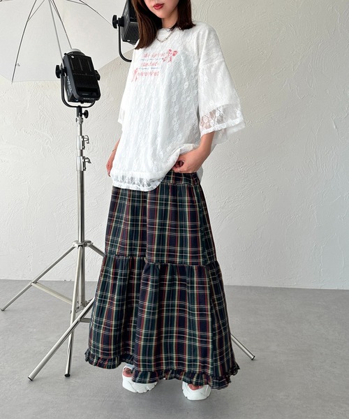 apres jour mignon(アプレジュールミニョン)の「レースBIGT【ZOZOTOWN限定アイテム】(Tシャツ/カットソー・レディース・レッド/ブラック/オフホワイト・X-LARGE/フリー)」の6枚目の写真