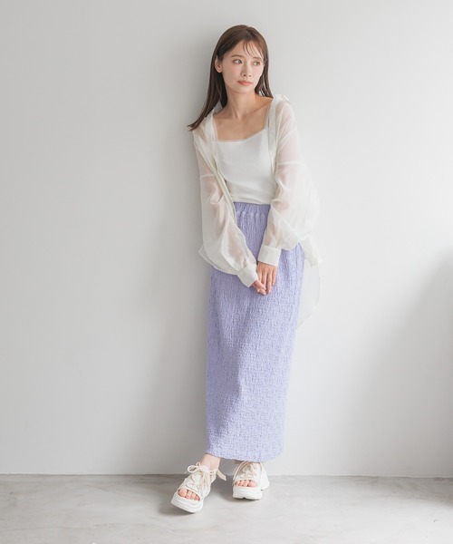 mysty woman(ミスティウーマン)の「ユルシルエットシアーシャツ 135548(シャツ/ブラウス・レディース・ブラック/ライトブルー/ライトピンク/オフホワイト/ライトグリーン/ベージュ・FREE)」の8枚目の写真