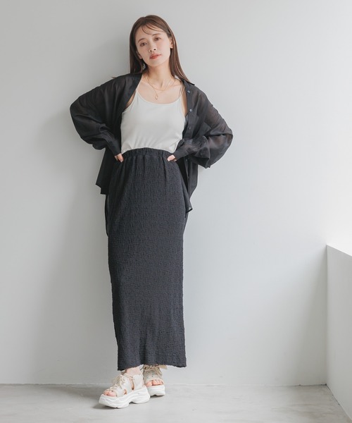 mysty woman(ミスティウーマン)の「ユルシルエットシアーシャツ 135548(シャツ/ブラウス・レディース・ブラック/ライトブルー/ライトピンク/オフホワイト/ライトグリーン/ベージュ・FREE)」の22枚目の写真