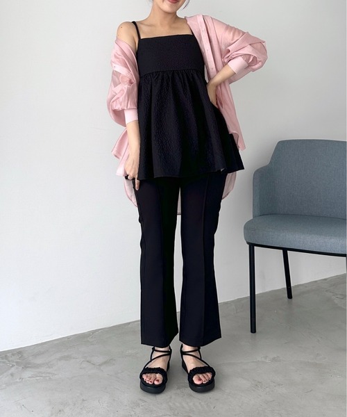 mysty woman(ミスティウーマン)の「ユルシルエットシアーシャツ 135548(シャツ/ブラウス・レディース・ブラック/ライトブルー/ライトピンク/オフホワイト/ライトグリーン/ベージュ・FREE)」の17枚目の写真