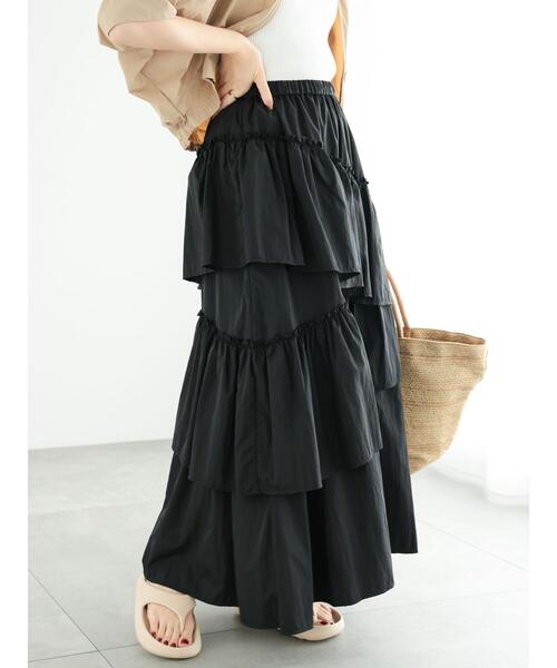 Te chichi(テチチ)の「ランダムティアードロングスカート(スカート・レディース・シルバーグレー/ブラック・F)」の12枚目の写真