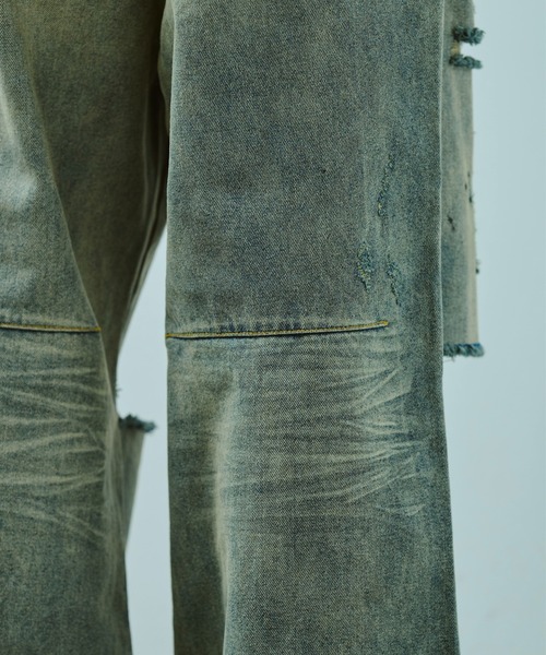 デニム・ジーパン [NEVY] Beef damage wide denim pants 楽天市場】【40%OFF】SANDINISTA Damaged Denim Pants - Stretch