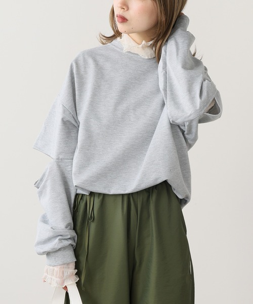 BLANK (ブランク)の「▲Slit Pullover Sweatshirt / スリットプルオーバー スウェット(スウェット・レディース・ブラック/グレー・FREE)」の11枚目の写真