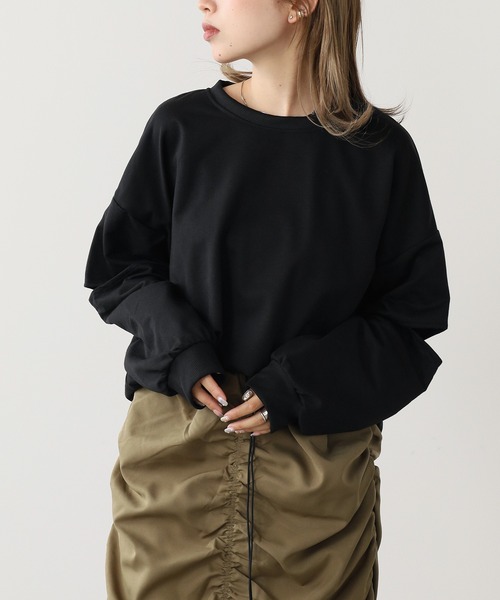 BLANK (ブランク)の「▲Slit Pullover Sweatshirt / スリットプルオーバー スウェット(スウェット・レディース・ブラック/グレー・FREE)」の7枚目の写真
