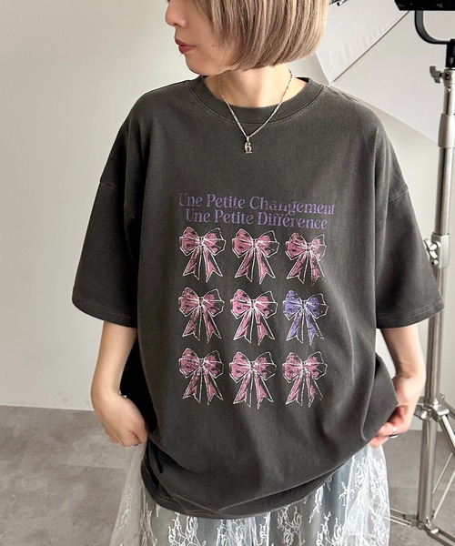 apres jour mignon(アプレジュールミニョン)の「アソートピグメントリボンTシャツ【ZOZOTOWN限定アイテム】(Tシャツ/カットソー・レディース・ホワイト系その他/ブラック系その他2/ブラック系その他/オフホワイト・フリー/X-LARGE)」の20枚目の写真
