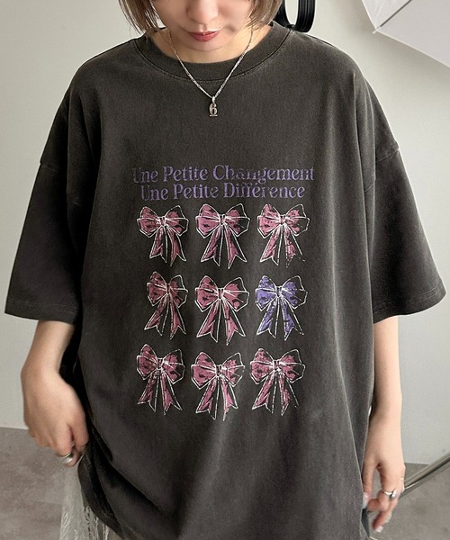 apres jour mignon(アプレジュールミニョン)の「アソートピグメントリボンTシャツ【ZOZOTOWN限定アイテム】(Tシャツ/カットソー・レディース・ホワイト系その他/ブラック系その他2/ブラック系その他/オフホワイト・フリー/X-LARGE)」の21枚目の写真