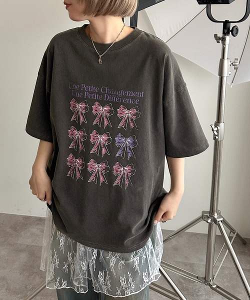 apres jour mignon(アプレジュールミニョン)の「アソートピグメントリボンTシャツ【ZOZOTOWN限定アイテム】(Tシャツ/カットソー・レディース・ホワイト系その他/ブラック系その他2/ブラック系その他/オフホワイト・フリー/X-LARGE)」の22枚目の写真