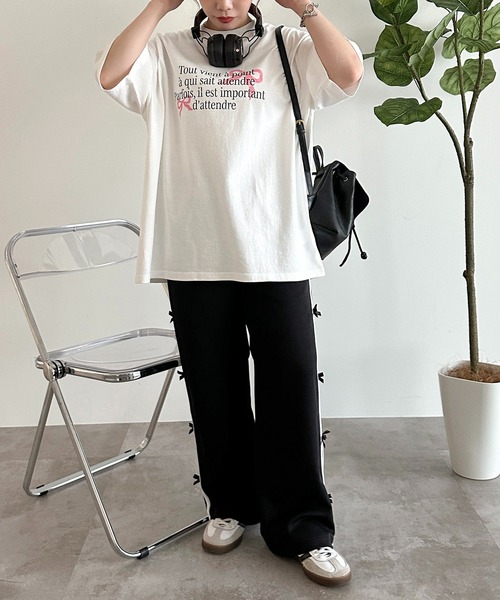 apres jour mignon(アプレジュールミニョン)の「アソートピグメントリボンTシャツ【ZOZOTOWN限定アイテム】(Tシャツ/カットソー・レディース・ホワイト系その他/ブラック系その他2/ブラック系その他/オフホワイト・フリー/X-LARGE)」の16枚目の写真
