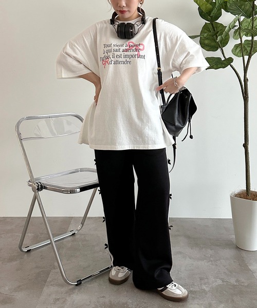 apres jour mignon(アプレジュールミニョン)の「アソートピグメントリボンTシャツ【ZOZOTOWN限定アイテム】(Tシャツ/カットソー・レディース・ホワイト系その他/ブラック系その他2/ブラック系その他/オフホワイト・フリー/X-LARGE)」の17枚目の写真