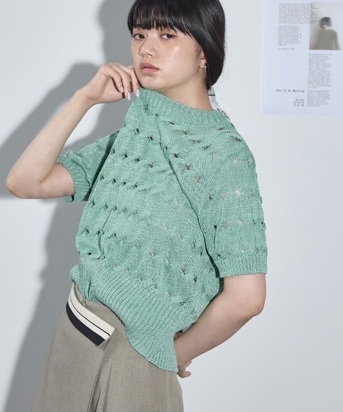 25SS 今季 ebure エブール ソフトブライトラメハーフスリーブ
