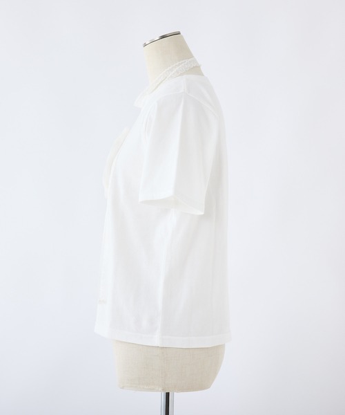 one after another NICE CLAUP(ワンアフターアナザーナイスクラップ)の「チョーカー付きローズT(Tシャツ/カットソー・レディース・サックスブルー/ベージュ/チャコールグレー/オフホワイト・FREE)」の7枚目の写真