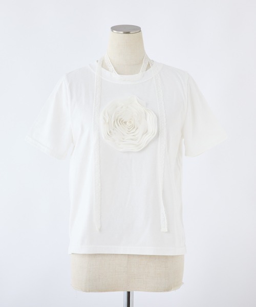 セール】チョーカー付きローズT（Tシャツ/カットソー）｜one