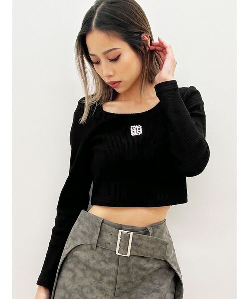 GYDA（ジェイダ）の「GYGYストーンロゴロンT（Tシャツ/カットソー・レディース・ベージュ/ブラック/オフホワイト・FREE）」の12枚目の写真