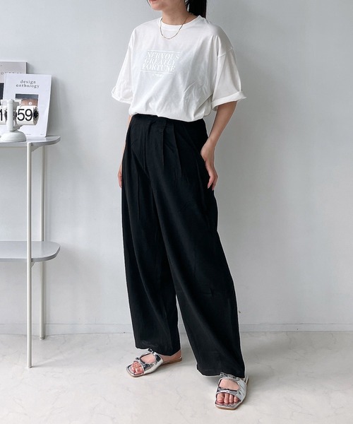 AS KNOW AS plus(アズノゥアズプラス)の「リネン混 タックテーパードロングパンツ(その他パンツ・レディース・ブラック/グリーン/キナリ/モカ/カーキ・FREE)」の9枚目の写真