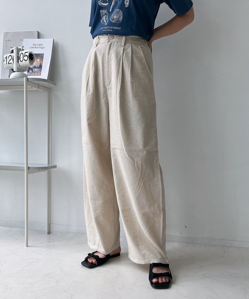 AS KNOW AS plus(アズノゥアズプラス)の「リネン混 タックテーパードロングパンツ(その他パンツ・レディース・ブラック/グリーン/キナリ/モカ/カーキ・FREE)」の10枚目の写真