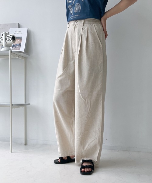 AS KNOW AS plus(アズノゥアズプラス)の「リネン混 タックテーパードロングパンツ(その他パンツ・レディース・ブラック/グリーン/キナリ/モカ/カーキ・FREE)」の11枚目の写真