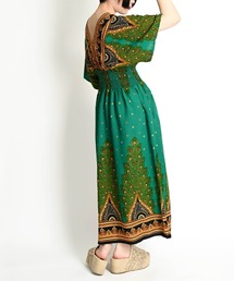 ABBEY MARKET（アビーマーケット）の「エスニック総柄 半袖 シャーリング ロングワンピース（ワンピース）」