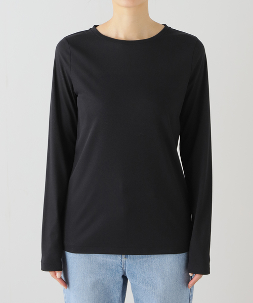ソフトテレコクルーネックロングTEE 白と黒2枚セット 追加3》ソフトテレコクルーネックロングTEE（Tシャツ／カットソー
