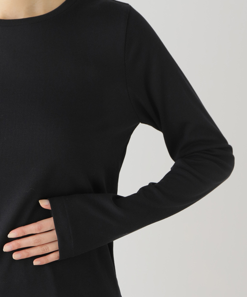 ソフトテレコクルーネックロングTEE 白と黒2枚セット 追加2》ソフトテレコクルーネックロングTEE（Tシャツ/カットソー