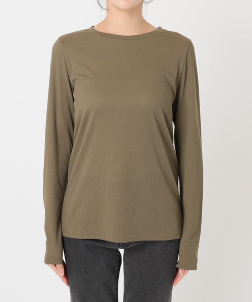 JOURNAL STANDARD relume（ジャーナルスタンダード　レリューム）の「《追加2》ソフトテレコクルーネックロングTEE（Tシャツ/カットソー・レディース・ホワイト/グレー/オリーブ/アイボリー/ブラック・FREE）」の7枚目の写真