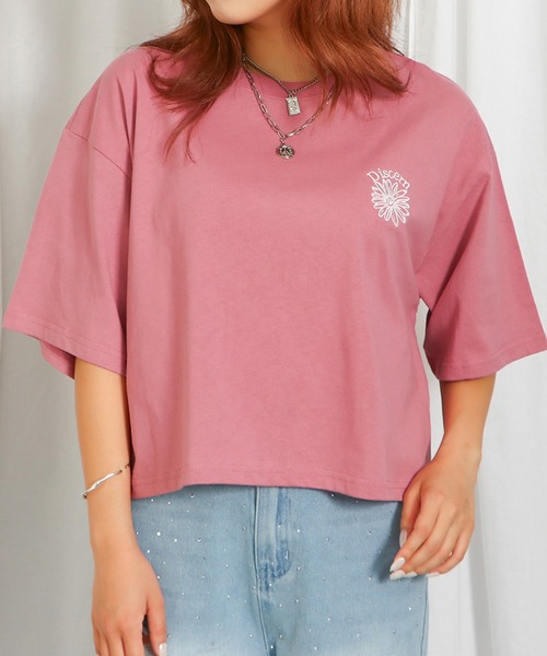 GORGE(ゴージ)の「オーロララメプリントTシャツ(Tシャツ/カットソー・レディース・ブラック/オフホワイト/ピンク/ライトブルーグレー/ネイビー/ダークグリーン/パープル・F)」の6枚目の写真
