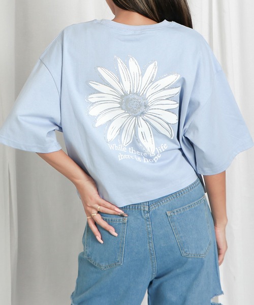 GORGE(ゴージ)の「オーロララメプリントTシャツ(Tシャツ/カットソー・レディース・ブラック/オフホワイト/ピンク/ライトブルーグレー/ネイビー/ダークグリーン/パープル・F)」の4枚目の写真