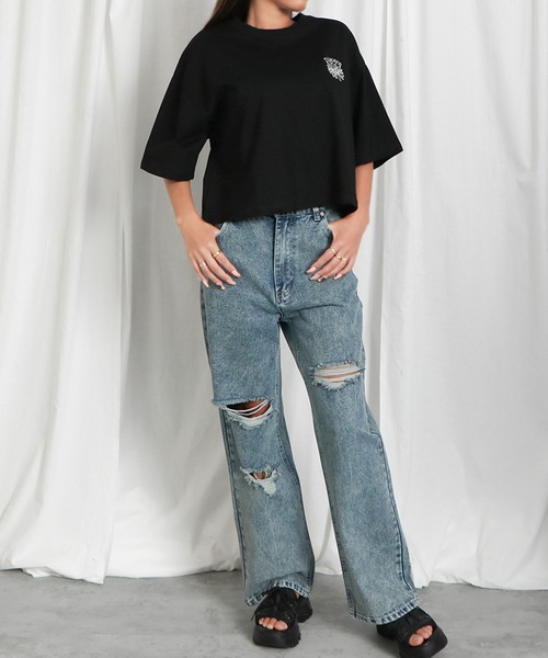 GORGE(ゴージ)の「オーロララメプリントTシャツ(Tシャツ/カットソー・レディース・ブラック/オフホワイト/ピンク/ライトブルーグレー/ネイビー/ダークグリーン/パープル・F)」の17枚目の写真