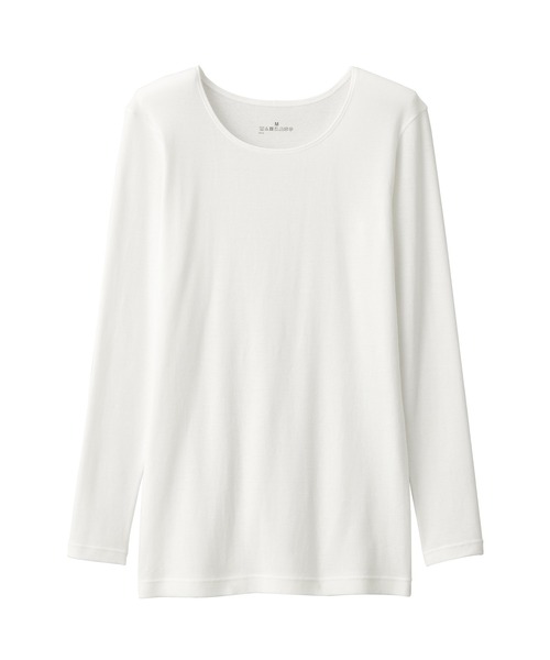 無印良品（ムジルシリョウヒン）の「（綿１００％）婦人　あったか綿　クルーネック長袖Ｔシャツ（インナーウェア/肌着・レディース・ブラック/ライトベージュ/ブラウン系/オフホワイト・S/M/L/XL）」の9枚目の写真