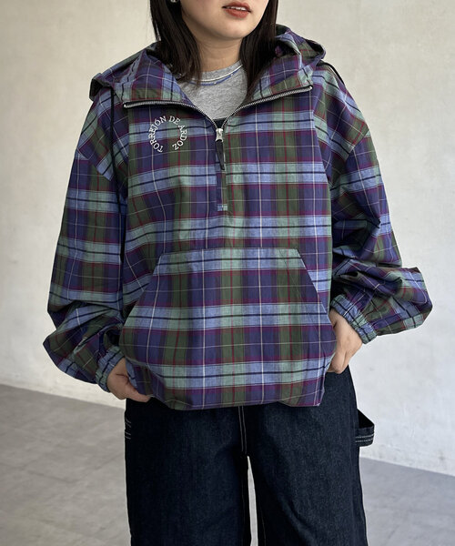 CPCM（シーピーシーエム）の「チェックアノラックパーカー（シャツ/ブラウス・レディース・カーキ/グリーン・FREE）」の4枚目の写真