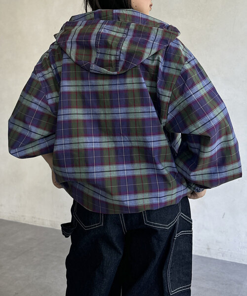 CPCM（シーピーシーエム）の「チェックアノラックパーカー（シャツ/ブラウス・レディース・カーキ/グリーン・FREE）」の6枚目の写真
