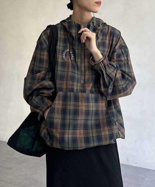 CPCM（シーピーシーエム）の「チェックアノラックパーカー（シャツ/ブラウス・レディース・カーキ/グリーン・FREE）」の9枚目の写真