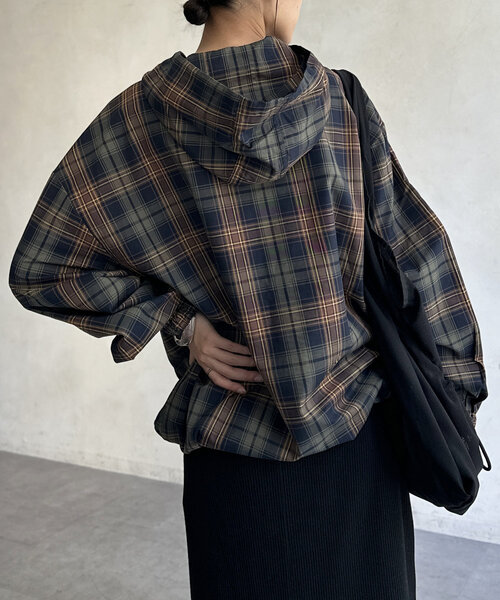 CPCM（シーピーシーエム）の「チェックアノラックパーカー（シャツ/ブラウス・レディース・カーキ/グリーン・FREE）」の12枚目の写真