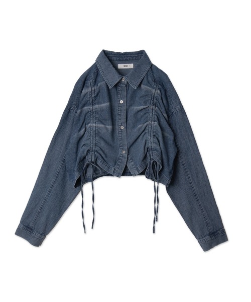 WEGO（ウィゴー）の「WEGO/ドロストデニムショートシャツ（シャツ/ブラウス・レディース・コバルトブルー/ブラック系2・FREE）」の9枚目の写真