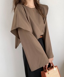 ECLIN | アシメラッフルフレアスリーブブラウス(シャツ/ブラウス)