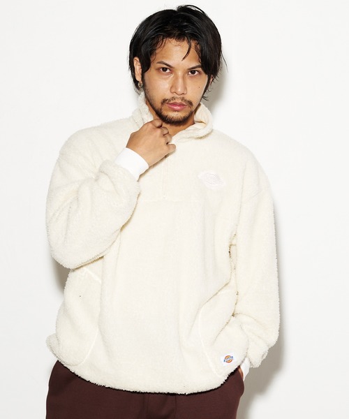 Dickies（ディッキーズ）の「Dickies FLEECE HALFZIP PULLOVER / ディッキーズ フリース ハーフジップ プルオーバー（その他アウター・メンズ・ネイビー/オレンジ/オフホワイト/ブラック/オリーブ・M/S/XL/L）」の2枚目の写真