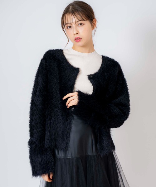 【セール】切替シャギージャケット（ノーカラージャケット）｜Noela（ノエラ）