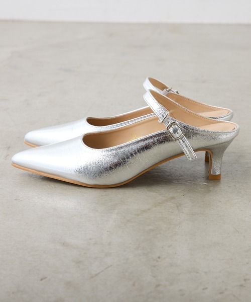 PUAL CE CIN（ピュアルセシン）の「ポインテッドトゥヒールミュール（パンプス・レディース・ブラック/シルバー・MEDIUM/LARGE）」の2枚目の写真