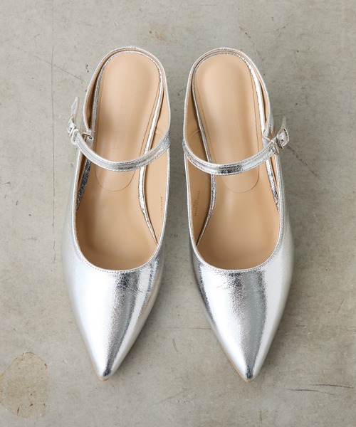 PUAL CE CIN（ピュアルセシン）の「ポインテッドトゥヒールミュール（パンプス・レディース・ブラック/シルバー・MEDIUM/LARGE）」の8枚目の写真