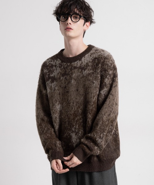 RAGEBLUE（レイジブルー）の「Pattern mohair knit over loose pullover/総柄/モヘヤクルーネックニット（ニット/セーター・メンズ・グレー系その他/ブラック系その他/グリーン系その他/ブルー系その他/ブラウン系その他/ブルー系その他2・SMALL/MEDIUM/LARGE）」の3枚目の写真