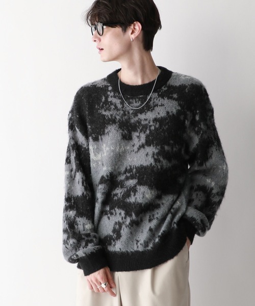 【セール】Pattern mohair knit over loose pullover/総柄/モヘヤクルーネックニット（ニット/セーター）｜RAGEBLUE（レイジブルー）