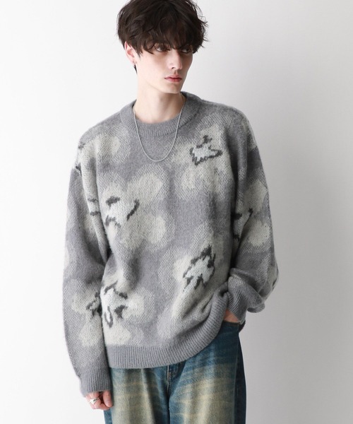 【セール】Pattern mohair knit over loose pullover/総柄/モヘヤクルーネックニット（ニット/セーター）｜RAGEBLUE（レイジブルー）