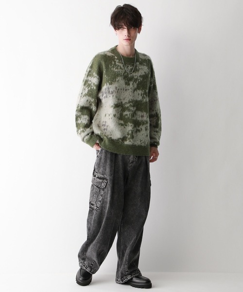 【セール】Pattern mohair knit over loose pullover/総柄/モヘヤクルーネックニット（ニット/セーター）｜RAGEBLUE（レイジブルー）